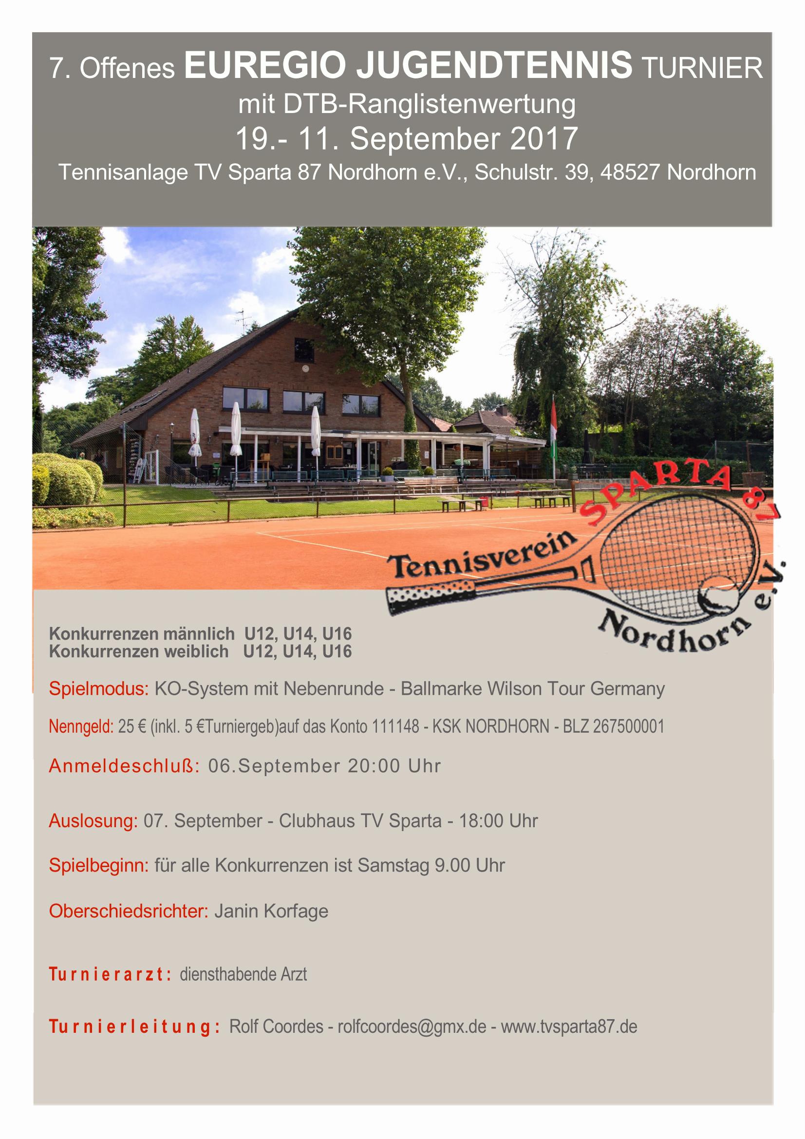 9.-10. September: 7. offenes Euregio Jugendtennis-Turnier