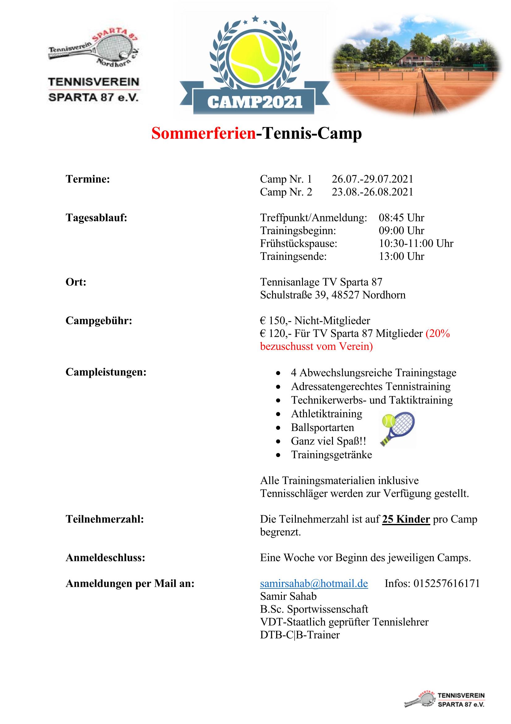 Kinder-Sommerferien-Tenniscamp 2021